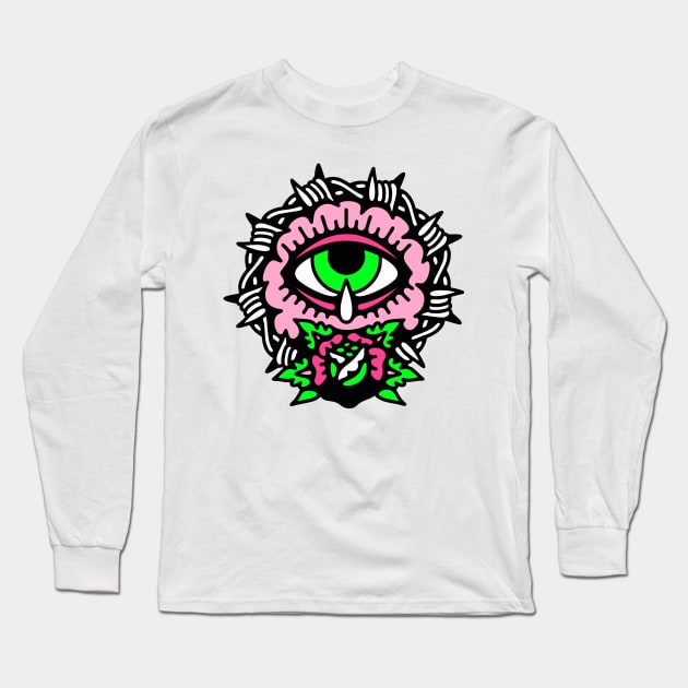 Eye rose barbed wire Long Sleeve T-Shirt by Bojes Art